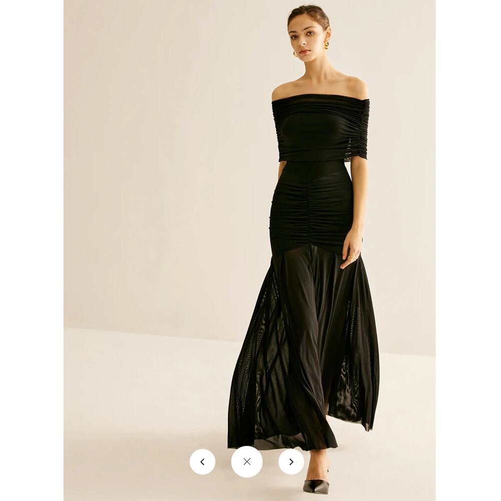 NWT Commense Pleated Mesh Tube Dress With Shawl SZ L